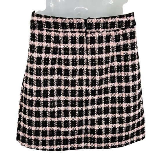 Maison d' Amelie Paris NEW Womens 6 Pink Black Tweed Mini Skirt Clueless Preppy - Picture 2 of 12